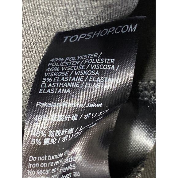 Topshop Women's Gray V-neck Zip Up Long Sleeve Peplum Coat Jacket Top Size M - Picture 4 of 4